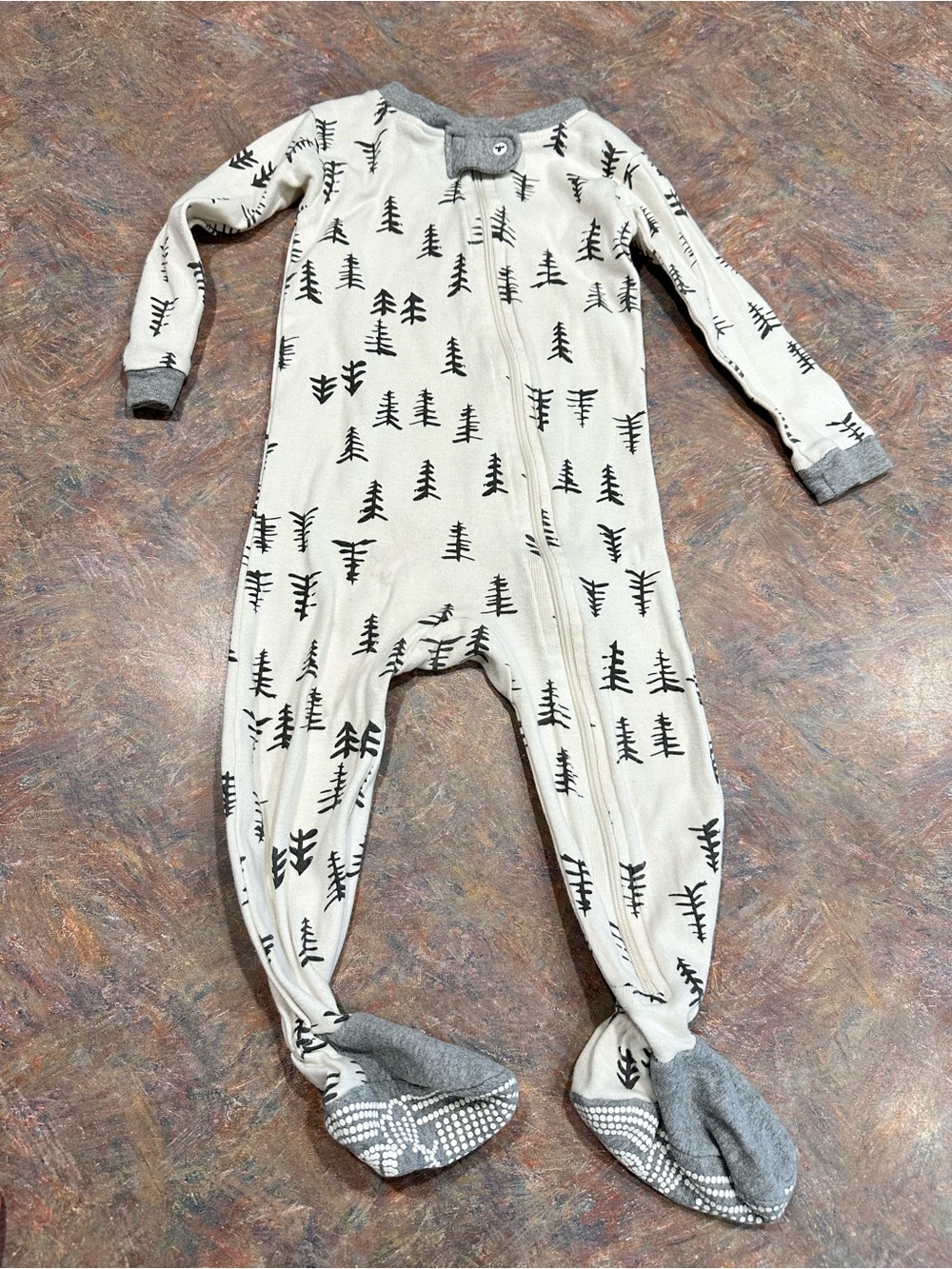 🤑EU Burts Bees Baby Cream Tree-Print Footed One-Piece Pajamas🤑